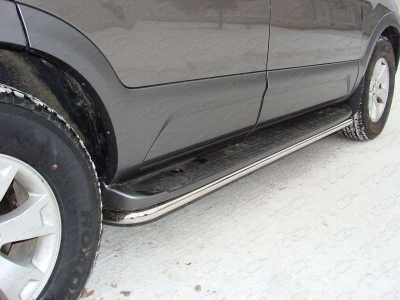 Защита штатных порогов 42 мм ТСС для Kia Mohave 2008-2016