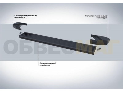 Пороги алюминиевые Rival Black New для Нива ВАЗ 2131 1993-2021